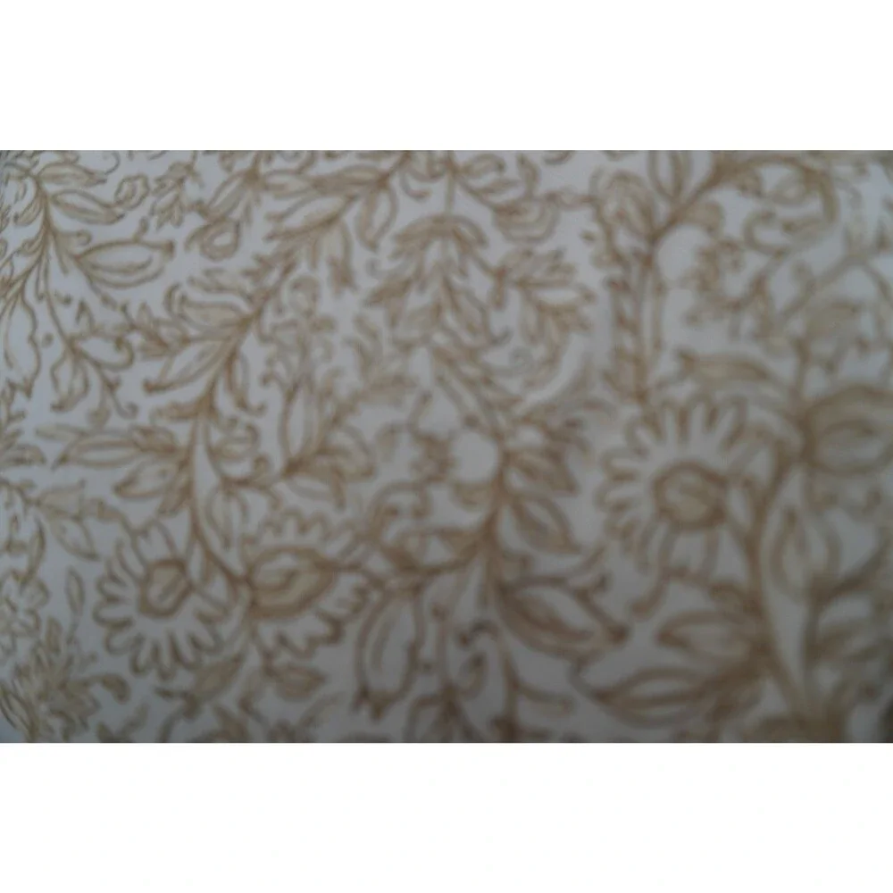 Pure Jill 100% Organic Cotton Paisley Henley Blouse Tan Split Neck Tunic Size L